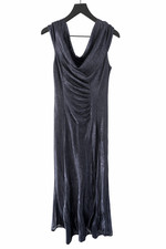 Adrianna Papell Metallic Charcoal Gray Cowl-Neck Evening Gown – SIZE 8