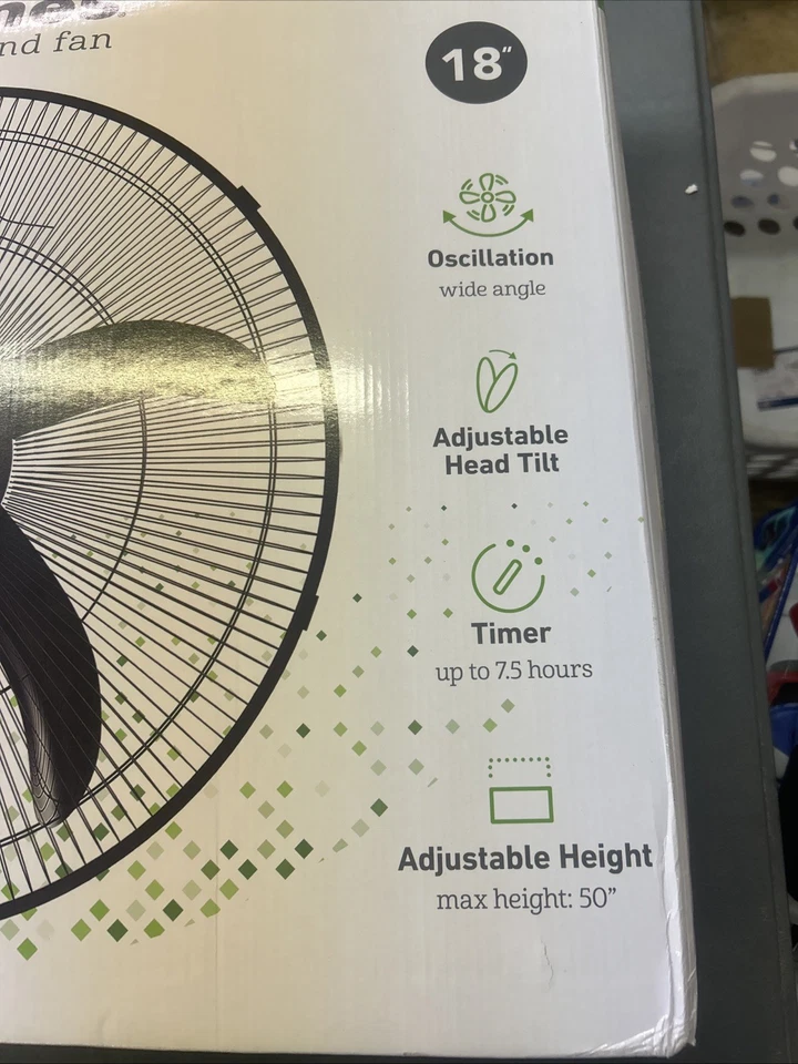 Holmes 18” Digital Stand Fan with Remote, Adjustable Height Box Damaged - Image 2 of 4