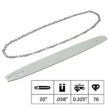 20" in Chainsaw Guide Bar & Chain Blade Set 76DL Drive Links .325" .058" Gauge