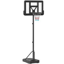 Image of SPORTNOW Basketball Backboard Hoop Net Set w/ Wheels, 200-305cm - Black