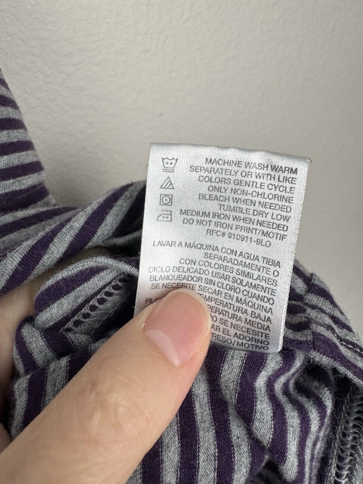 Faded Glory Womens Tank Top Size L Purple Gray Striped Y2K Babydoll Lace Trim - Image 4 of 4