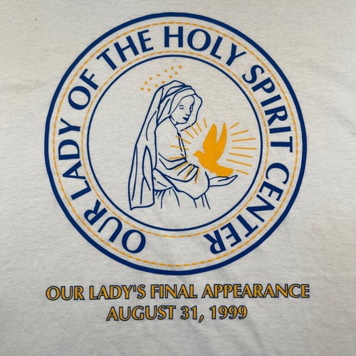 Vintage 90s Fruit of the Loom Religious Tee Our Lady Holy Spirit L Catholic 1999 - Picture 2 of 6