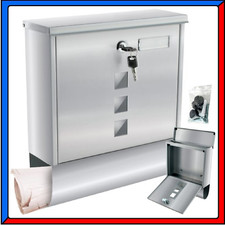 Cassetta Postale Box Porta Lettere da Parete Moderna per Esterno Acciaio Argento