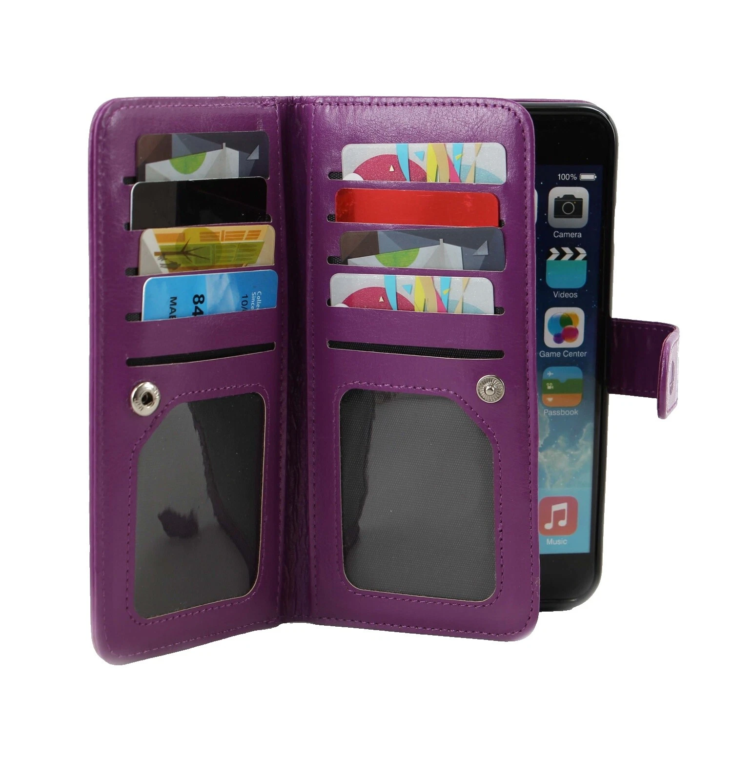 Transparent Leather Cell Phone Wallet Cases for Apple iPhone 6 Plus