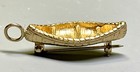 and bail. Solid Gold. Beautiful ! 14K Gold Canoe Charm - w/ pin