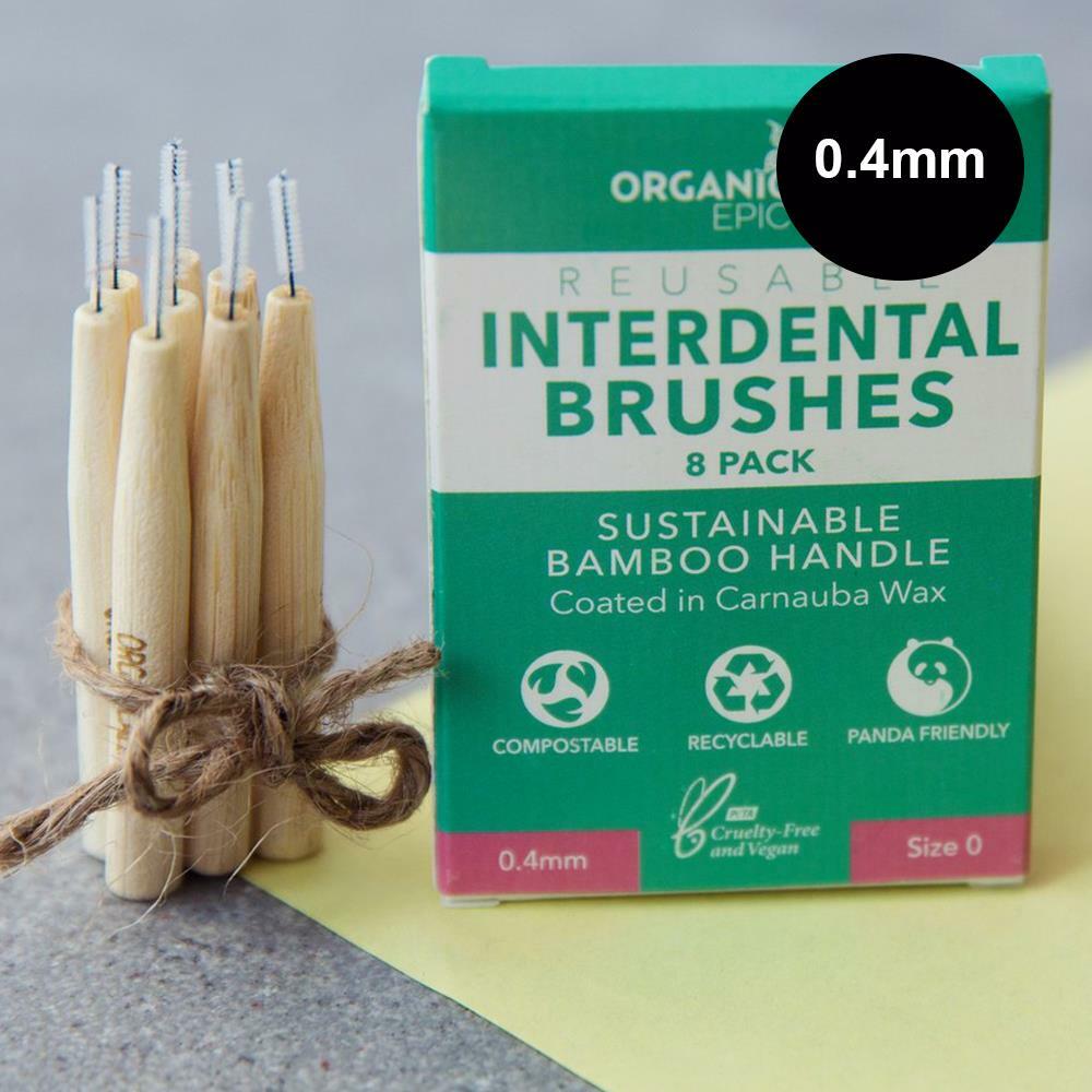 Organically Epic - Sustainable Bamboo Interdental Brushes 8 Pack Size 0 = 0.4mm