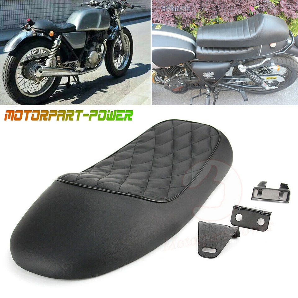 Asiento de corredor café negro joroba sillín vintage para Honda CB Suzuki Yamaha Foto 2 de 4