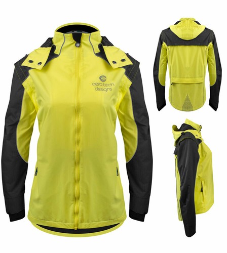 Aero Tech Women's Aero Reflective Cycling Rain Coat - Waterproof Jacket with Zip - Picture 7 of 12