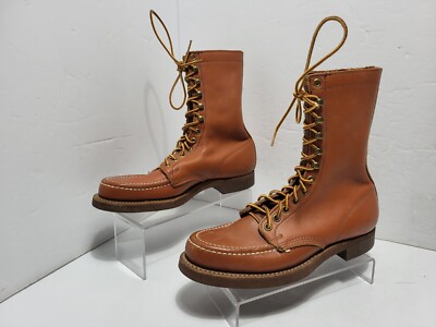 Vintage Bearfoot Outdoorsman Light Brown Leather Moc Toe Boot Mens Size 7B 