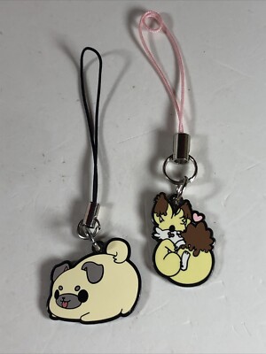 Lot of 2 Enamel Charms Tasty Peach Studios Kekitsu Fennec Fox  & Meowchi Pup Pug