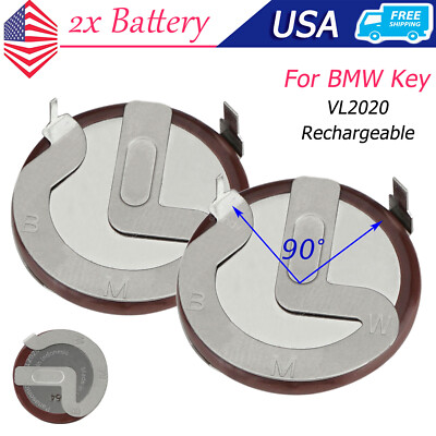 2 Remote Key Fob Rechargeable Battery VL2020 for BMW  3 5 7 Series 328 330 530