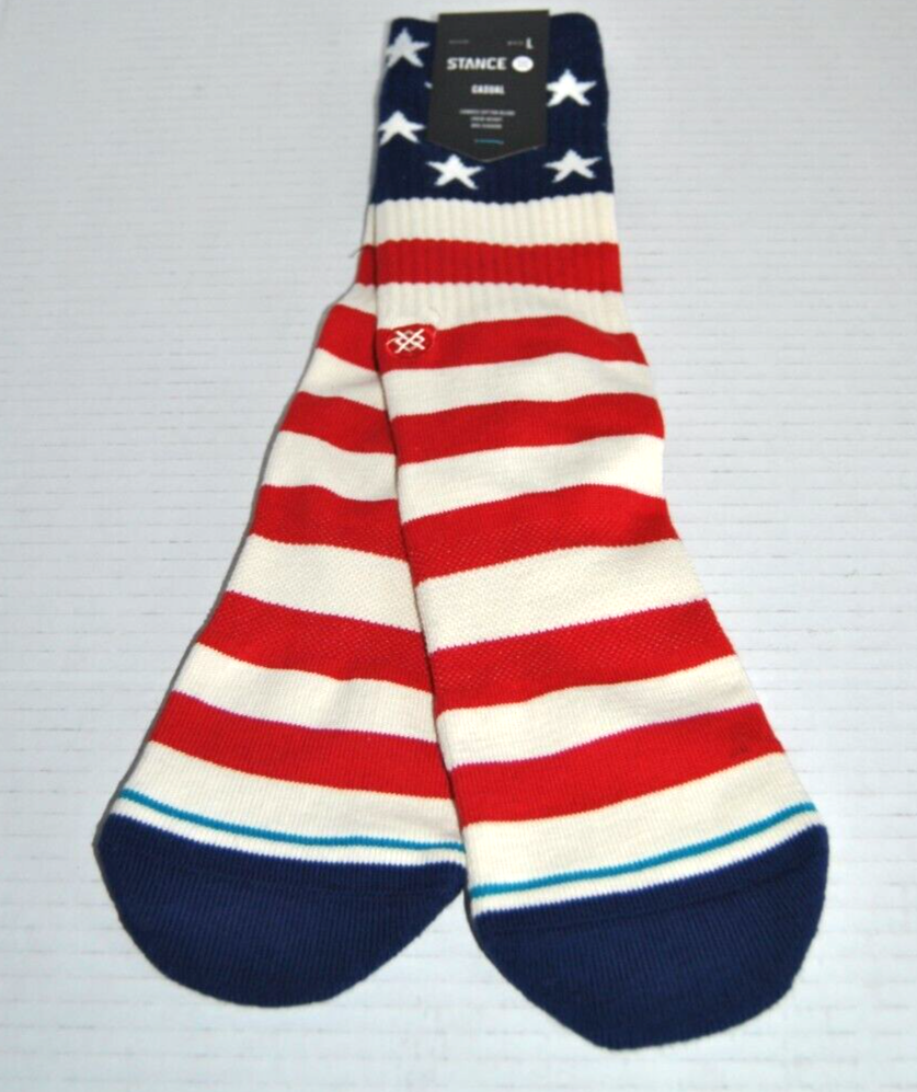 STANCE スタンス　野球　ソックス Lサイズ　アメリカ　国旗　靴下　USA NWT Stance The Fourth USA Flag Crew Socks Men's Red Size