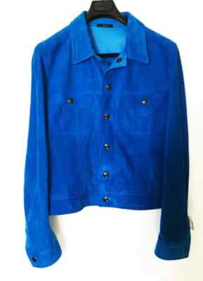 TOM FORD Suede Leather  Signature Jacket 42 Large Peacock Blue new