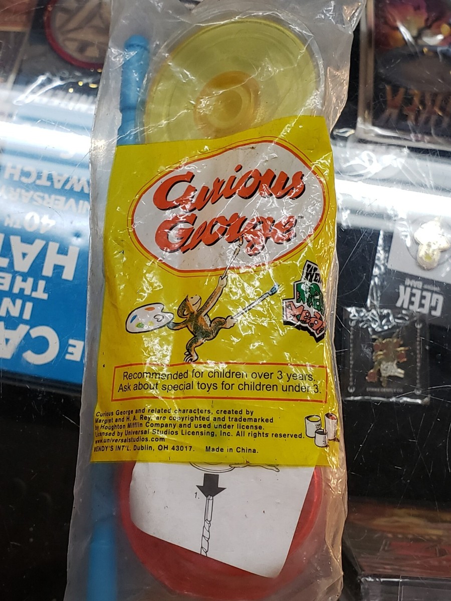 curious george fishing pole Vintage Curious George Spinning Pole Wendy's Kids Meal Toy NIP