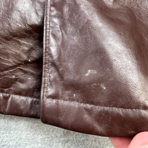 VTG Sears The Leather Shop Jacket Mens 42 Brown Leather Blazer Faux Fur Lined - Picture 8 of 24