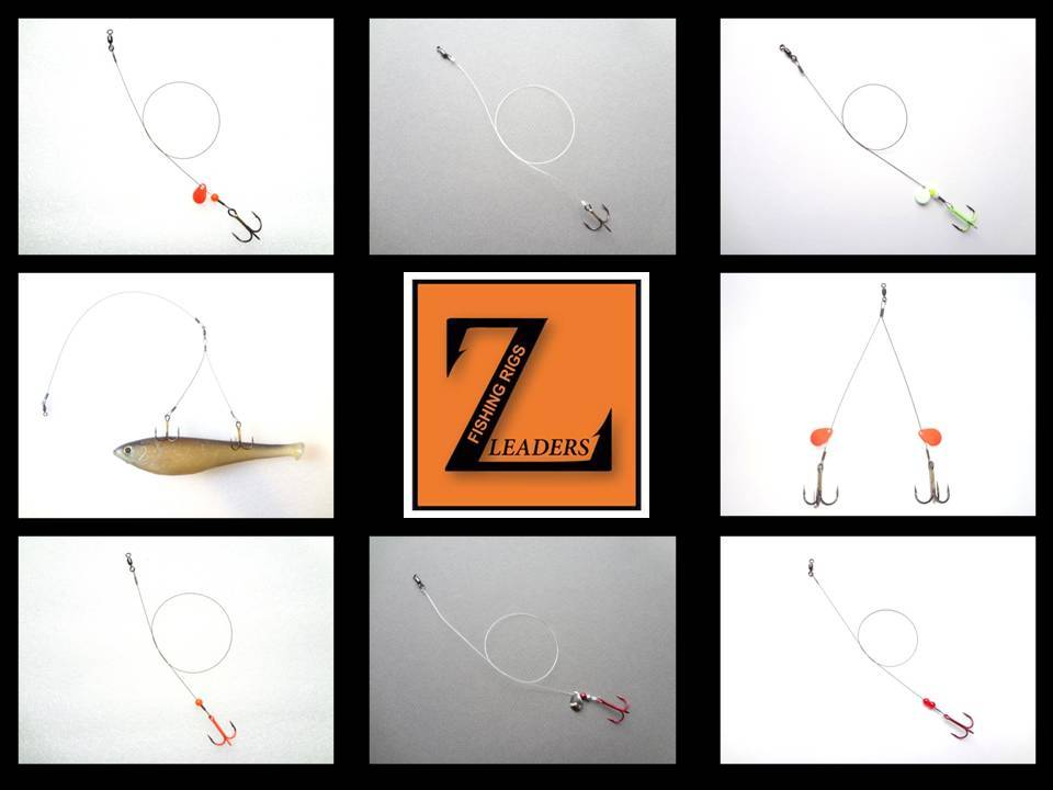 6 WIRE ICE FISHING BLEEDING TIP UP LEADERS Pike / Walleye / Bass