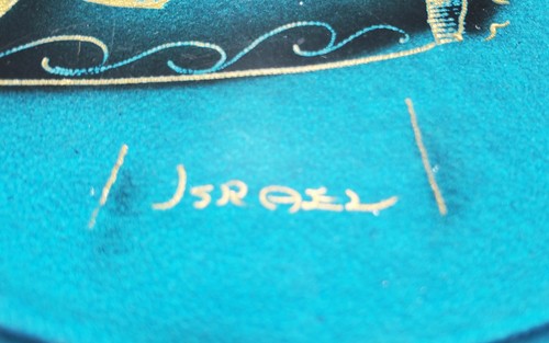 Lámparas para dama Oppenheim Israel placa de latón/esmalte negras pulidas grabadas a mano de colección - Imagen 3 de 5