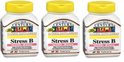 21st Century Stress B with Zinc Vitamins 66 Tablets X ***3 Packs***