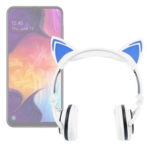 Chat Blanc Pour Enfants Casque Avec Del Bleu Oreilles Pour Samsung Galaxy 0s Ebay