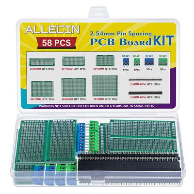 PCB Board Kit 20 Stück Prototyp Leiterplatten doppelseitig 18 Stück 2Pin 5MM