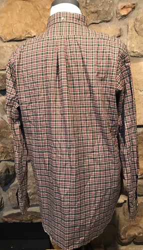 Ralph Lauren Herren kariertes Classic Fit L/S Baumwollhemd Größe L weinrot und grün - Bild 8 von 8