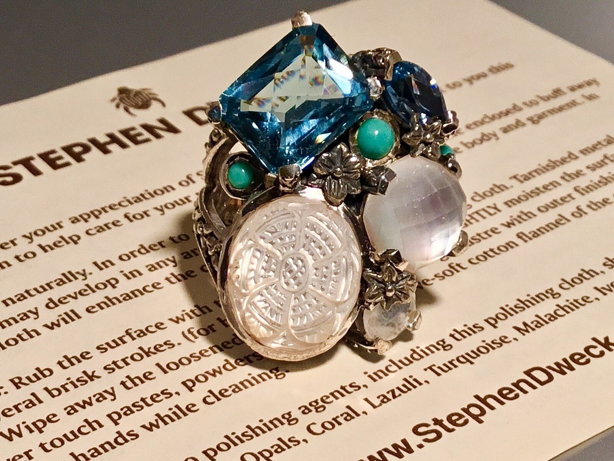 STEPHEN DWECK STERLING SILVER BLUE QUARTZ, MOONSTONE, TURQUOISE