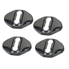4X Polished Black Stainless Steel Door Latch Striker Cover Fits 16-26 Civic