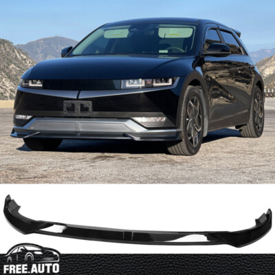 Front Bumper Lip For 22-24 Hyundai Ioniq 5 Gloss Black IKON Style 3PC Spoiler PP