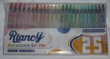 25PCS Assorted Color Retractable Gel Pens Fine Point 0.5mm New