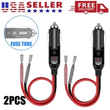 2 Pack 12V Fused LED Light Cigarette Lighter Male Plug Replacement with Leads US