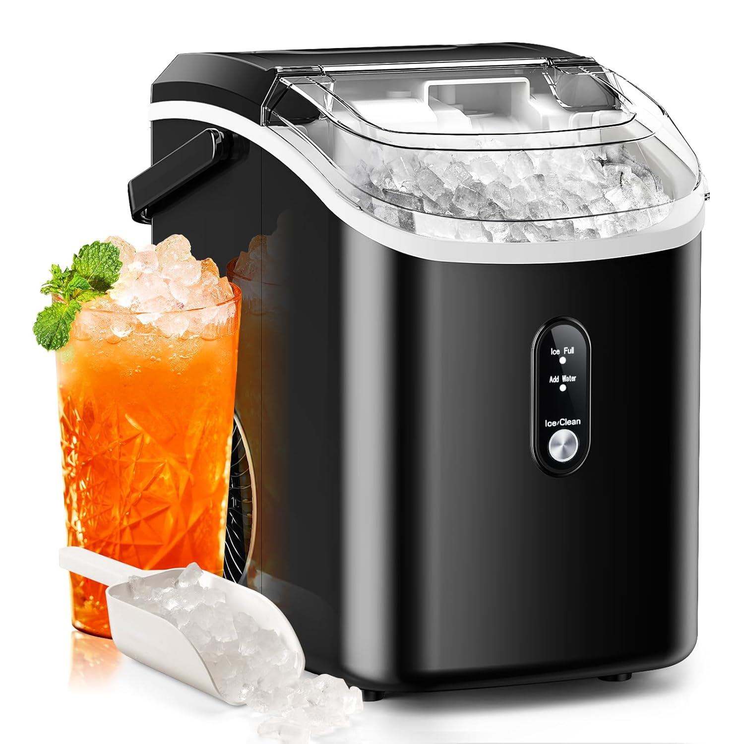 Countertop Nugget Ice Maker, 35.5Lbs/24Hrs, Self-Cleaning, Black