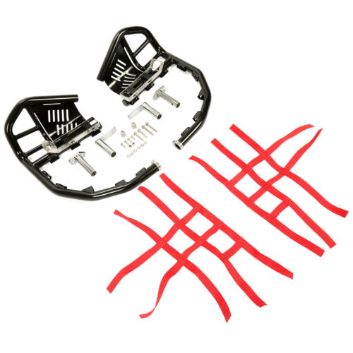 Nerf Bars Foot Peg Heel Guard For Honda 400EX 400X All Years Black Nerf Red Nets - Foto 2 di 12