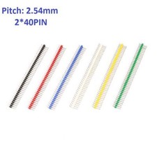 6 Colors 2x40pin 2.54mm Copper Needle Double Row Straight Male Pin Header Strip