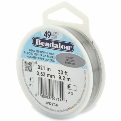 49 Strang Edelstahl Perlen Fädeln Draht, 0,021 Zoll (0,53 mm), Hell, 30 Fuß