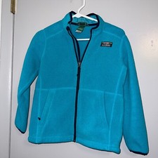 L.L. Bean Kid's Mountain Classic Fleece Full Zip Jacket Hooded Size M 10-12 