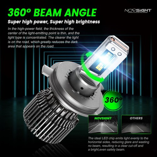 NOVSIGHT H4 9003 LED Headlight Bulbs 100W 22000LM 2-Sided White Kit Hi/Low Beam - Picture 6 of 15