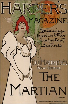 Vintage NY Harpers Magazine The Martian 1898 Druck Poster Wandbild Bild A4+