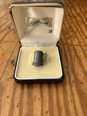 Miniature Pewter Beer Stein Mug Tie Tack Lapel Push Pin - Anson?