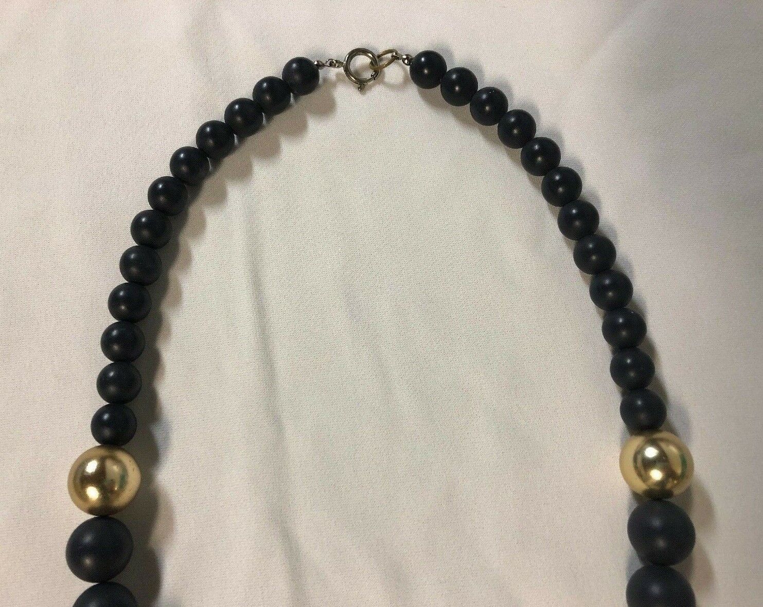 Vintage Necklace Navy Blue Round Beaded Graduated… - image 4