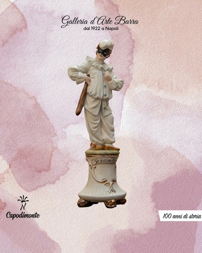 Porcellana Capodimonte.Maschera di Carnevale. Pulcinella Firmato Merli. - Foto 3 di 7