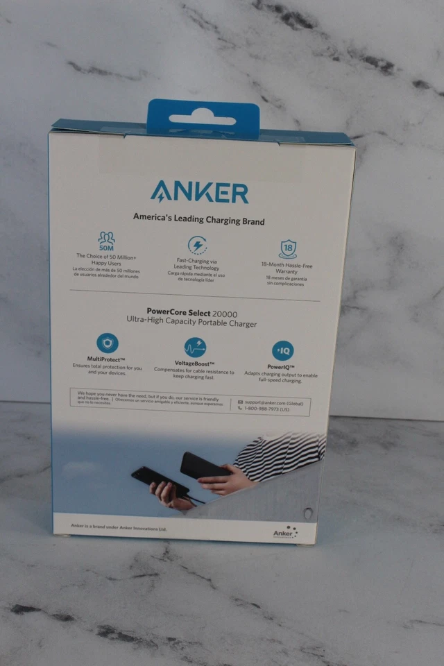 Cargador Portátil Anker PowerCore Select 20000mAh 2 Puertos Tapa Ultra Alta 5V Foto 2 de 4