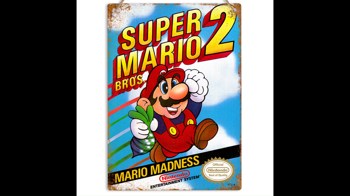 SUPER MARIO BROS 2 Metal Wall Sign Vintage Retro Gaming Arcade