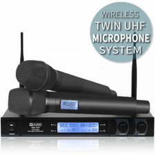 Rm30t Uhf Wireless Radio Microphone System Twin Hand Held Mics Dj Disco Cased