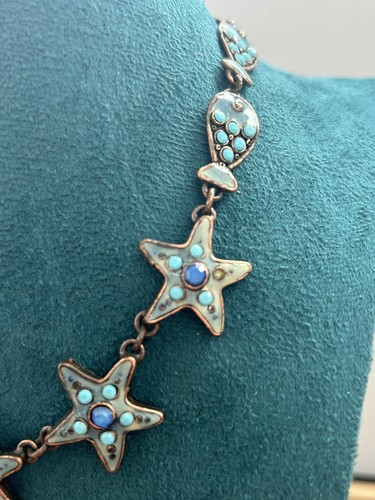 Collana TARATATA lunghezza collare tema mare smalto blu stelle pesci - Foto 11 di 15