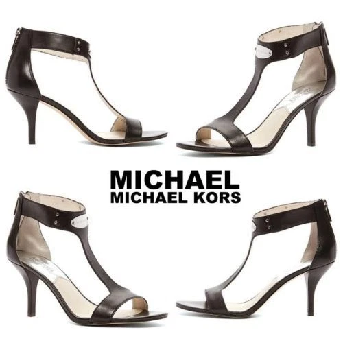 MICHAEL Kors sandali donna MK placca pelle décolleté eleganti alla moda punta aperta