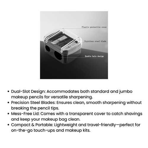Double-Hole Pencil Sharpener with Lid for Eyebrow, Lip & Eyeliner Pencils - Picture 2 of 6