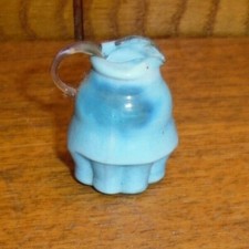 Antique Opaque Blue Slag Glass Child's Toy Miniature Doll Pitcher - 1 5/8"