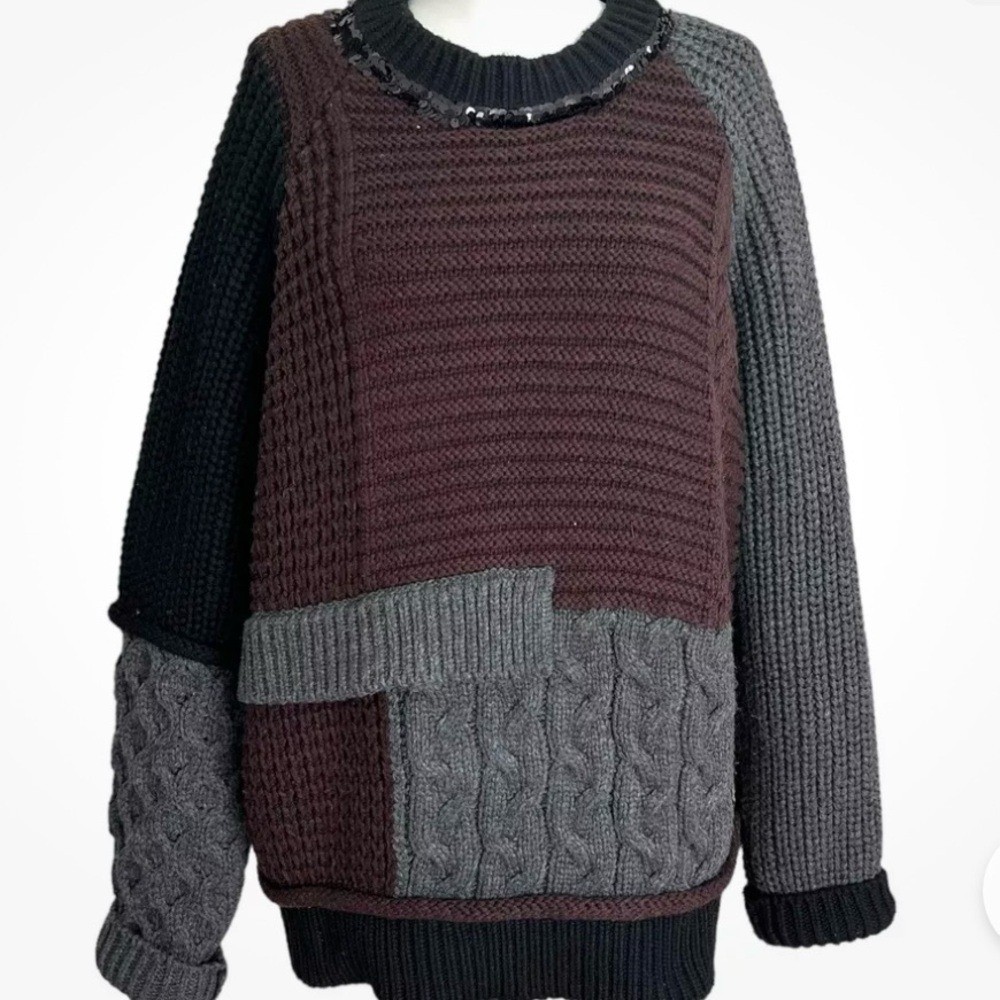 Cable knit Sweater Men's Fisherman Chunky Knit Pa… - image 12