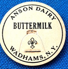 ANSON DAIRY BUTTERMILK MILK BOTTLE CAP NEW WADSHAMS NEW YORK