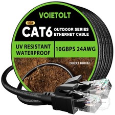 Cat 6 Outdoor Ethernet Cable 125 ft, 24AWG 10Gbps Cat6 Cable Cord Waterproof